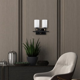 Opviq Lámpara de Pared de Metal y Cristal Negro, Dorado y Blanco